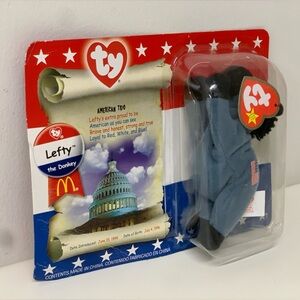 Y2K Vtg McDonalds TY Beanie Babies Lefty the Liberal Donkey Limited Release